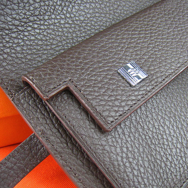 High Quality Hermes Kelly Long Clutch Bag Dark Coffee H009 Replica